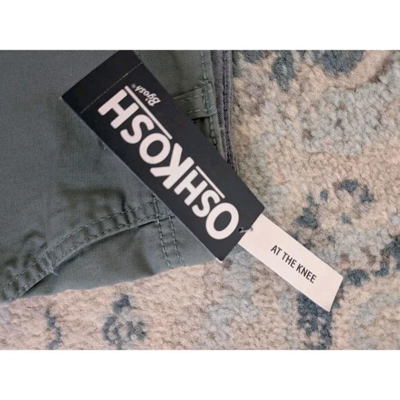 OshKosh Shorts Boys 5T Green Khaki Stretch Flat Front Casual Chino NWT 5 NEW - Picture 6 of 8